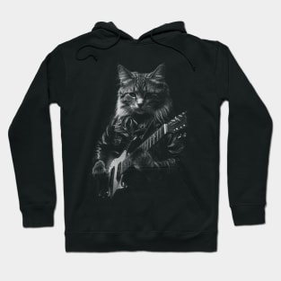 Cute Cat Rock Star Guitar Player Hoodie